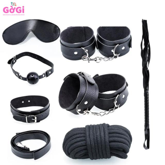 Bộ đồ chơi tình dục SM bằng da sang trọng 7 món dành cho người yêu màu đen