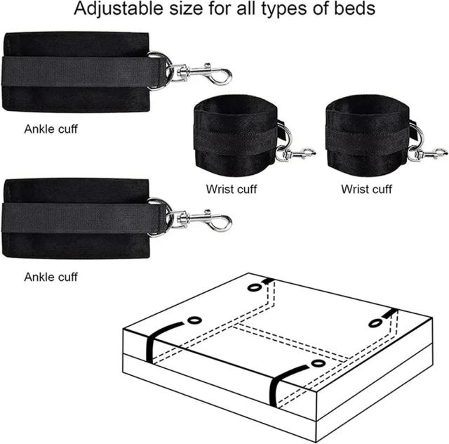 Bộ trói cố định tay chân trên giường BDSM cho cặp đôi