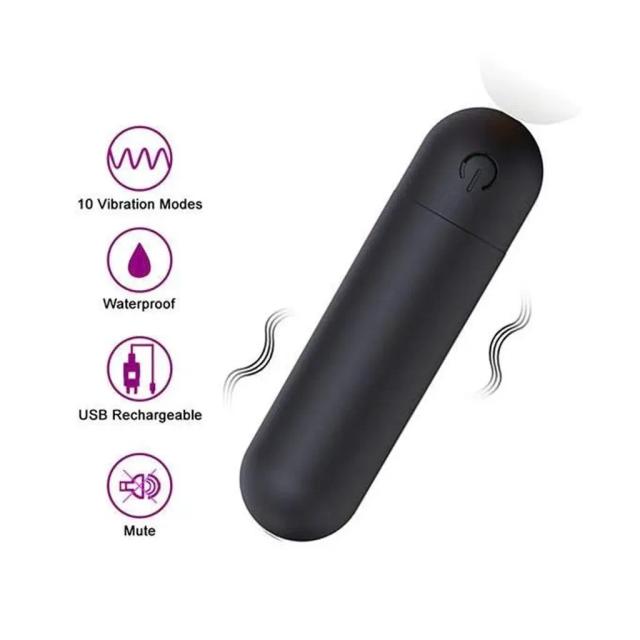 Trứng rung mini ngụy trang hình viên đạn màu đen