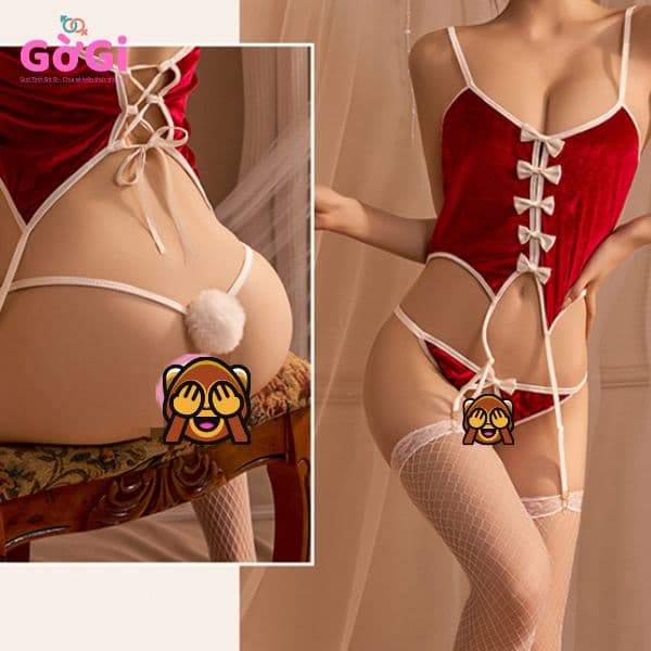 Đồ ngủ sexy cosplay thỏ đính nơ quyến rũ ( có kèm quần chíp lọt khe gợi cảm)