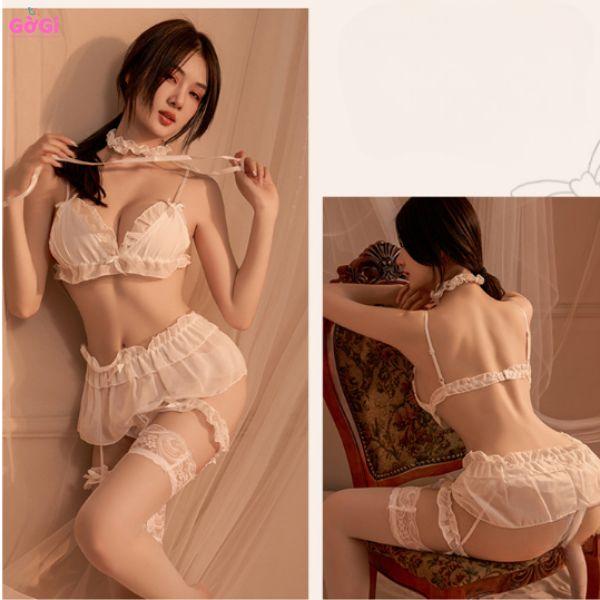 Đồ ngủ sexy, bộ đồ hầu gái gợi cảm quyến rũ ( có kèm tất )