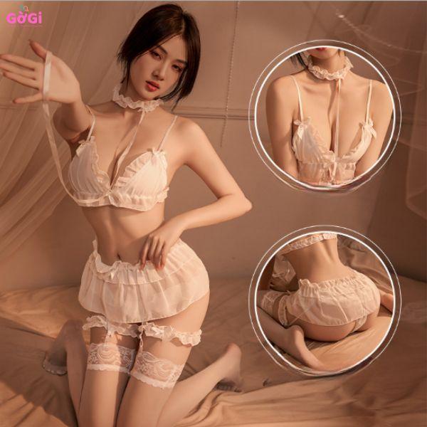 Đồ ngủ sexy, bộ đồ hầu gái gợi cảm quyến rũ ( có kèm tất )