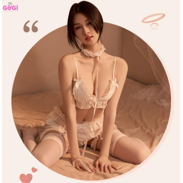 Đồ ngủ sexy, bộ đồ hầu gái gợi cảm quyến rũ ( có kèm tất )