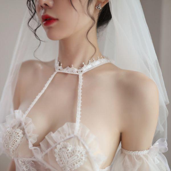 Đồ ngủ sexy gợi cảm, bộ nội y cosplay cô dâu sexy váy ren ngọt ngào