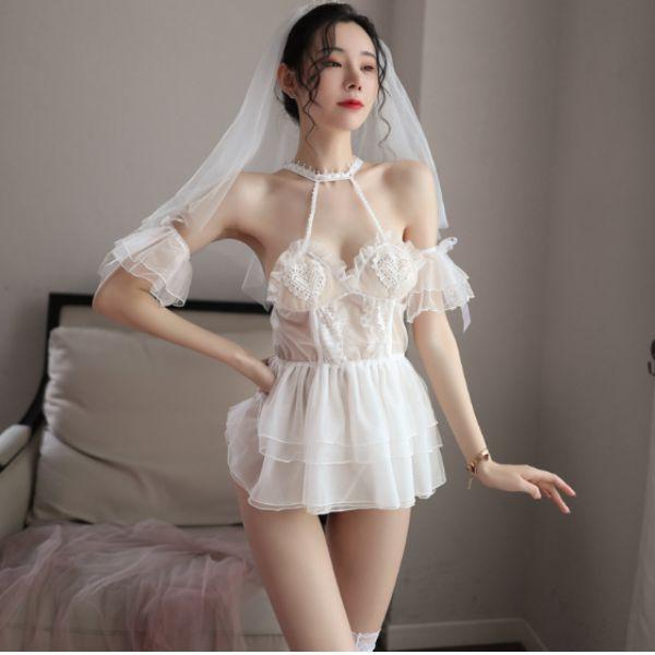 Đồ ngủ sexy gợi cảm, bộ nội y cosplay cô dâu sexy váy ren ngọt ngào