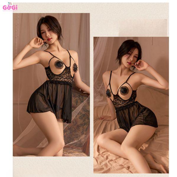 Đồ ngủ sexy, váy ngủ ren xuyên thấu sexy – Thiết kế cúp ngực khoét táo bạo, quyến rũ