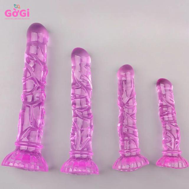 Dương vật giả silicon mềm có đế hút thiết kế đường gân nổi hấp dẫn