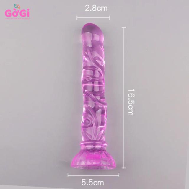 Dương vật giả silicon mềm có đế hút thiết kế đường gân nổi hấp dẫn