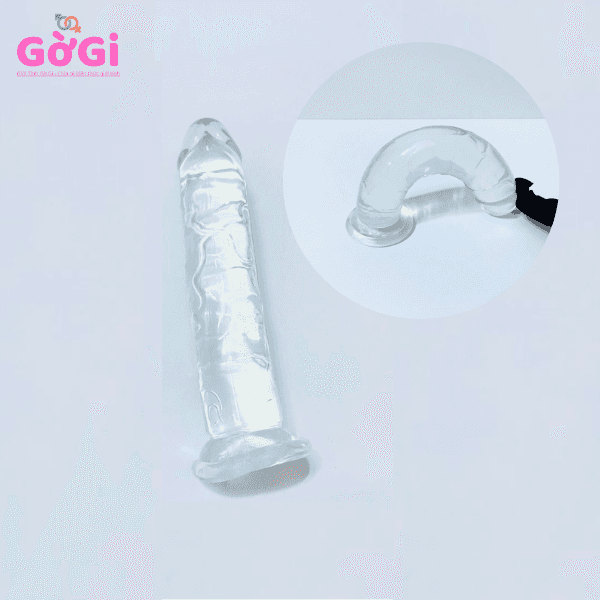 Dương vật giả giá rẻ pha lê trong suốt gắn tường silicon mềm