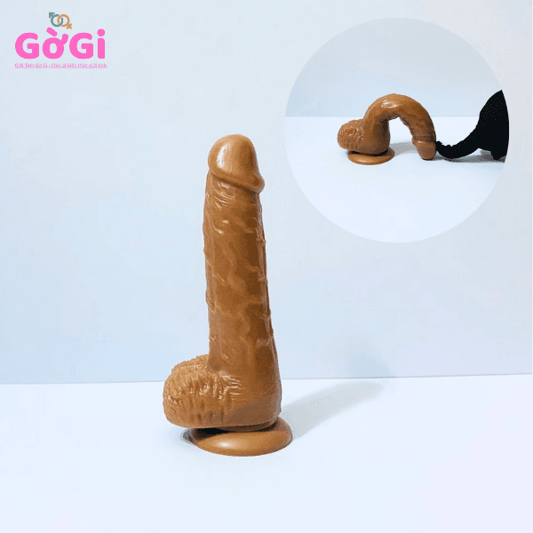 Dương vật giả mềm màu da nâu dạng cốc hít thủ dâm dành cho nữ
