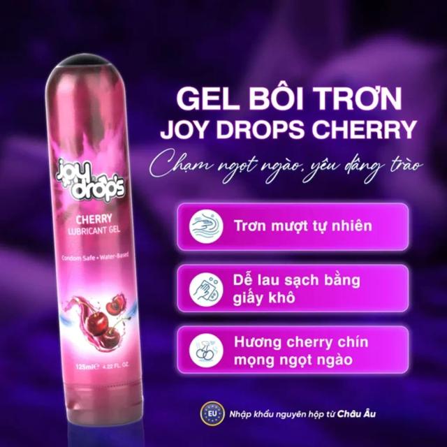 Gel Bôi Trơn Gốc Nước Joydrops mùi Cherry Dùng Cho Quan Hệ, Giảm Khô Rát, Bảo Vệ Niêm Mạc, Tạo Cảm Giác Mềm Mại 125ml