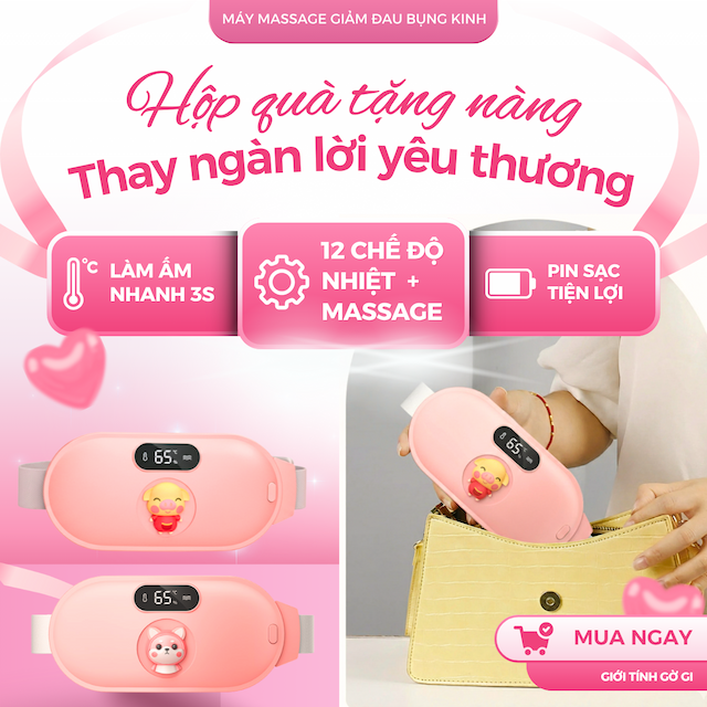 Máy massage bụng kinh cao cấp, massage bụng, sưởi ấm giảm đau bụng kinh hình con heo siêu dễ thương (không hộp quà)