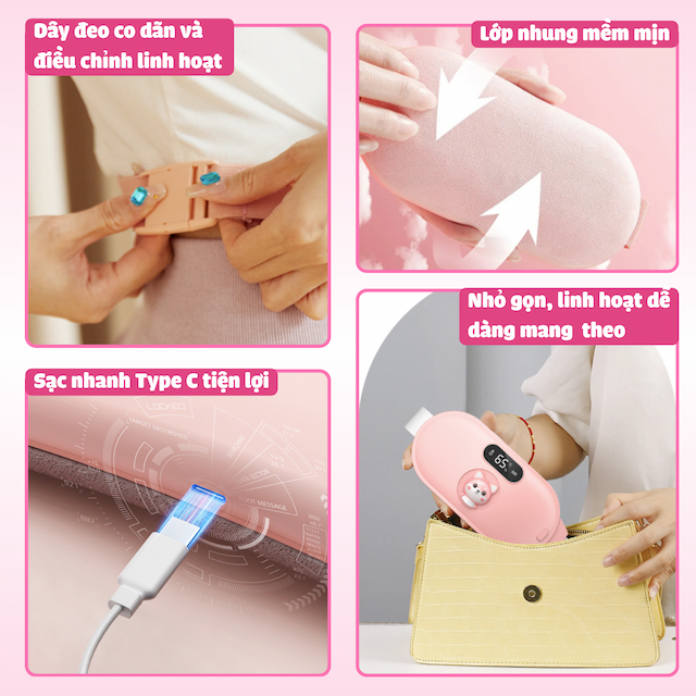 Máy massage bụng kinh cao cấp, massage bụng, sưởi ấm giảm đau bụng kinh hình con heo siêu dễ thương (không hộp quà)