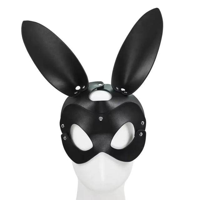 Mặt Nạ Cosplay Thỏ Đen BDSM Da PU