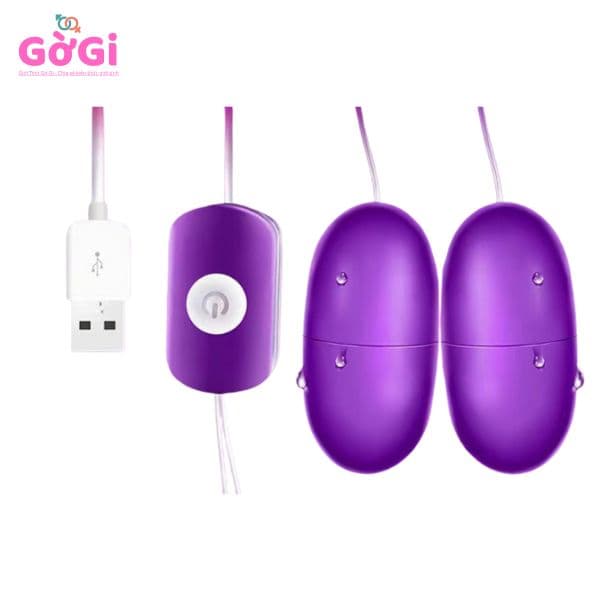 Trứng rung thủ dâm nữ rung kép USB, máy mát xa rung mạnh dành cho người lớn