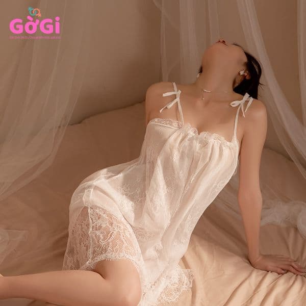 Đầm ngủ ren 2 dây phối voan – Gợi cảm, thoải mái, quyến rũ