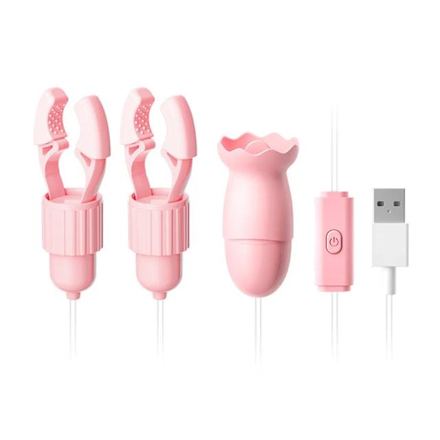 Kẹp Vú Rung Đôi 12 Chế Độ Có Dây Cắm USB