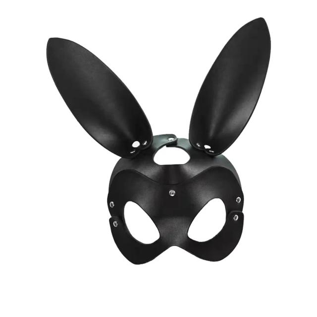 Mặt Nạ Cosplay Thỏ Đen BDSM Da PU