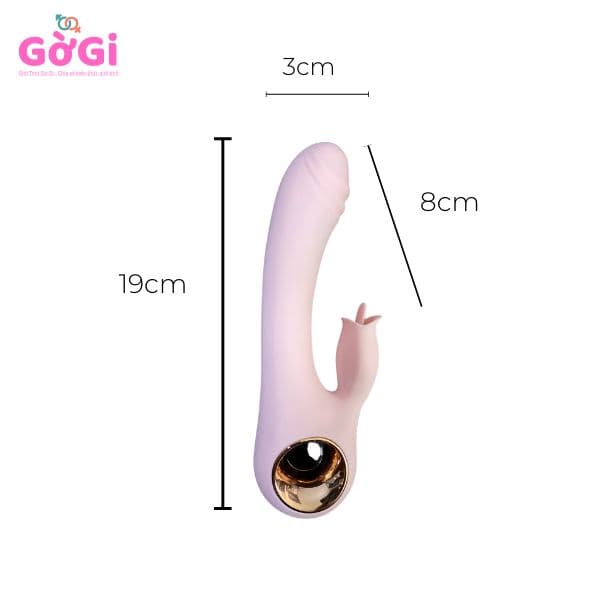 Máy rung có sưởi ấm và lưỡi liếm màu hồng dễ cầm tay