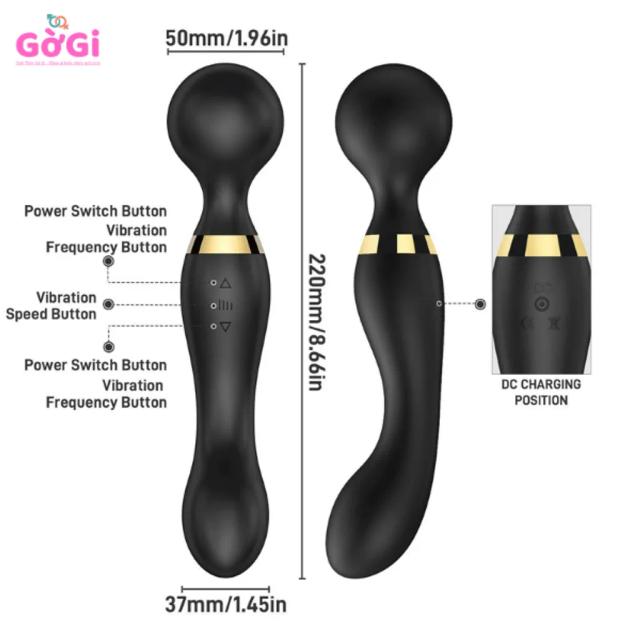 Máy Rung 2 Đầu Silicon Cao Cấp Kích Thích Kép Rung Cực Mạnh