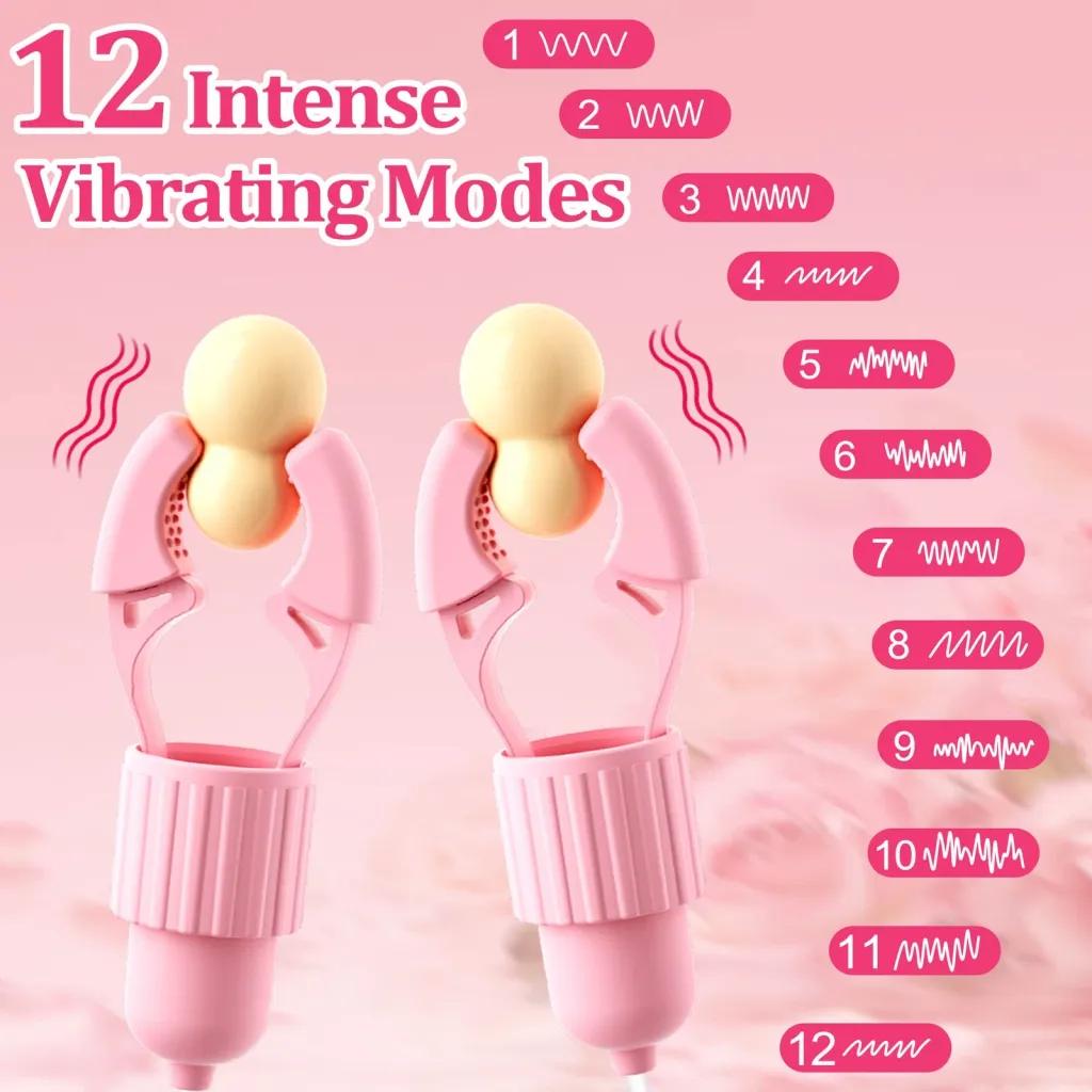 Kẹp Vú Rung Đôi 12 Chế Độ Có Dây Cắm USB