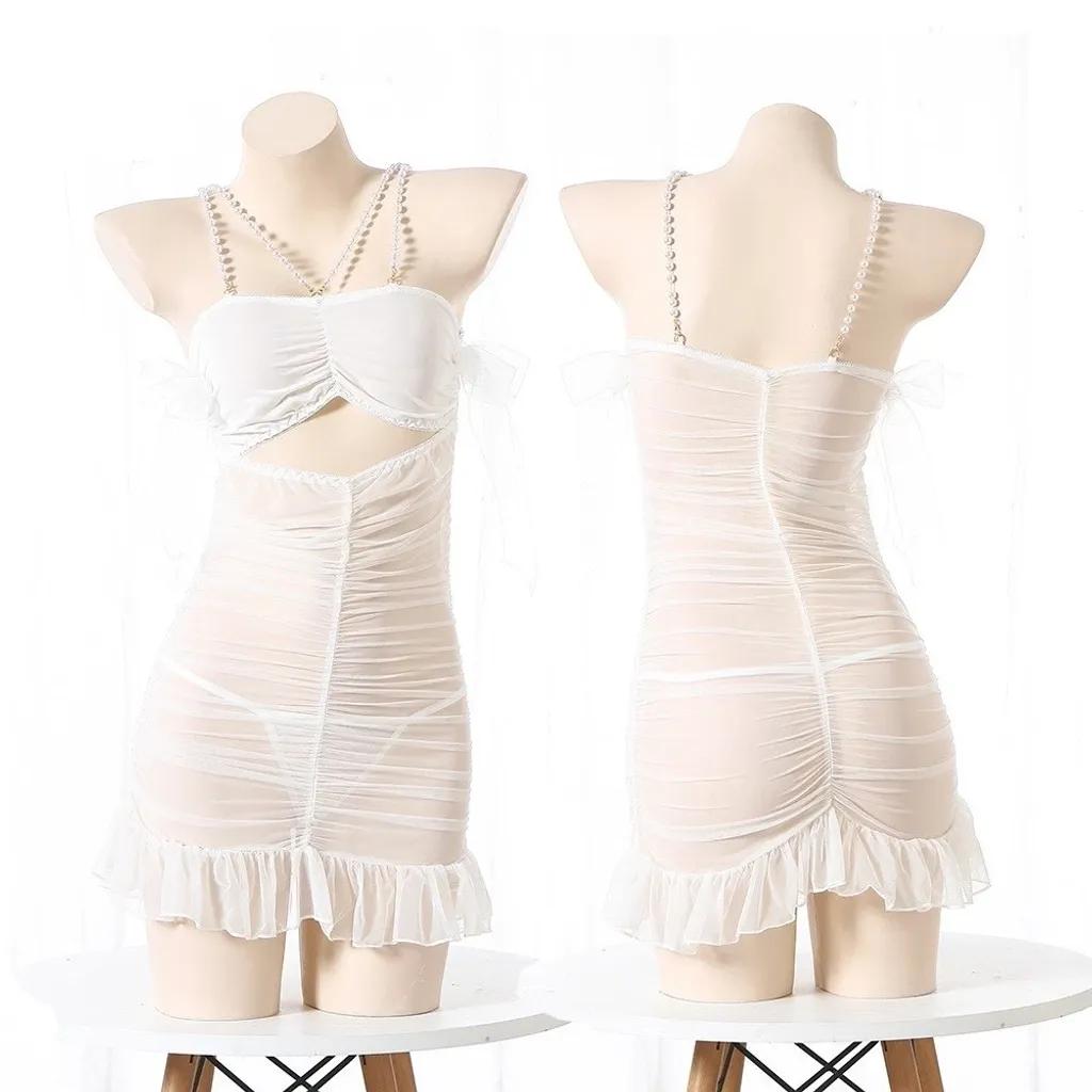Đầm thức ren xuyên thấu ôm body đính ngọc trai siêu xinh gợi cảm váy ngủ công chúa kèm chịp quyến rũ N240