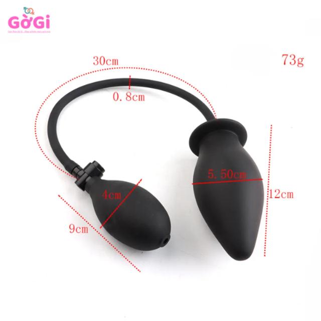 Bóng Hơi Hậu Môn Cao Su Bơm Khí – Dạng Phình To Điều Chỉnh Kích Thước Màu Đen