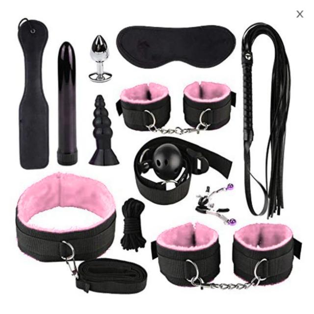 Bộ BDSM 12 Món Hồng Đen Cao Cấp – Bondage Kit