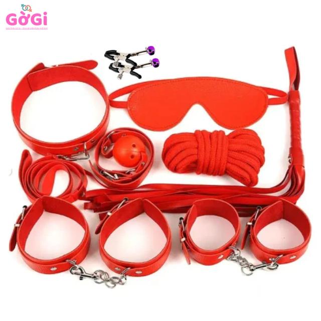 Bộ BDSM 8 Món Da PU Màu Đỏ