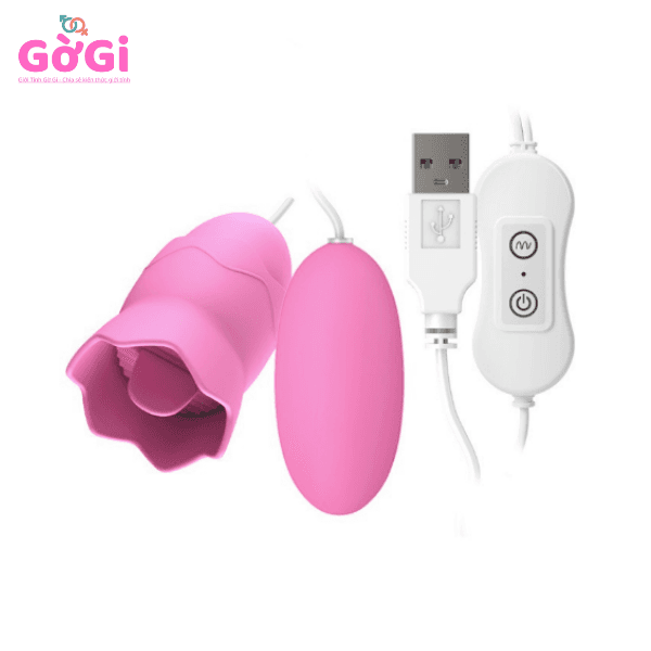 Trứng Rung Kép USB: Rung Lưỡi Âm Vật + Trứng Rung Đa Tần Số (Có Dây)