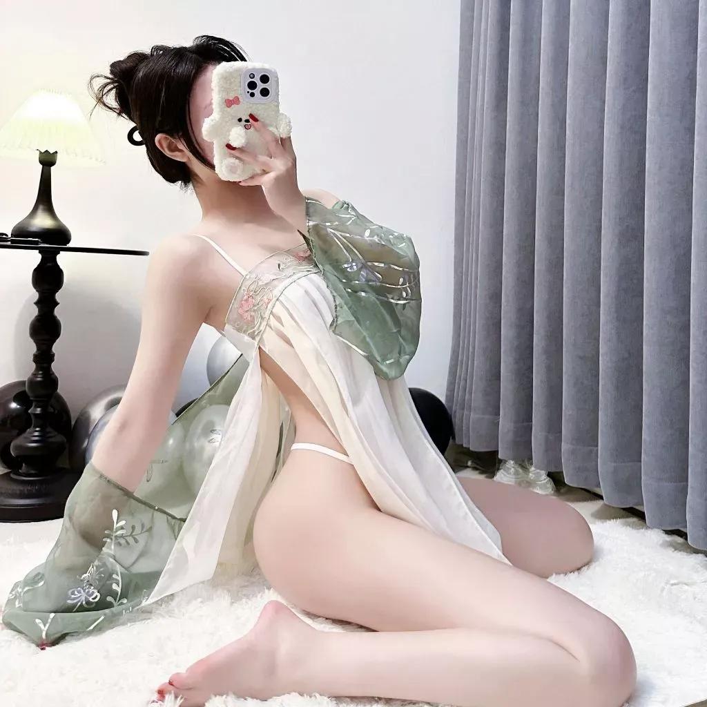 Đồ ngủ gợi cảm cosplay cổ trang Trung Hoa ren xuyên thấu sexy quyến rũ set hán phục Hanfu xẻ tà thanh lịch cao cấp N385