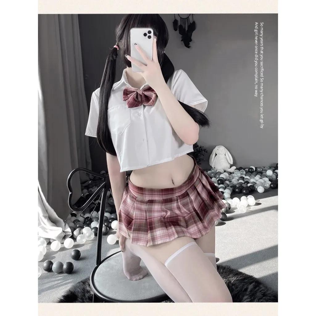 Đồ cosplay học sinh Nhật Bản tặng nơ dễ thương đáng yêu set ngủ nữ sinh xòe xếp ly sexy gợi cảm N766
