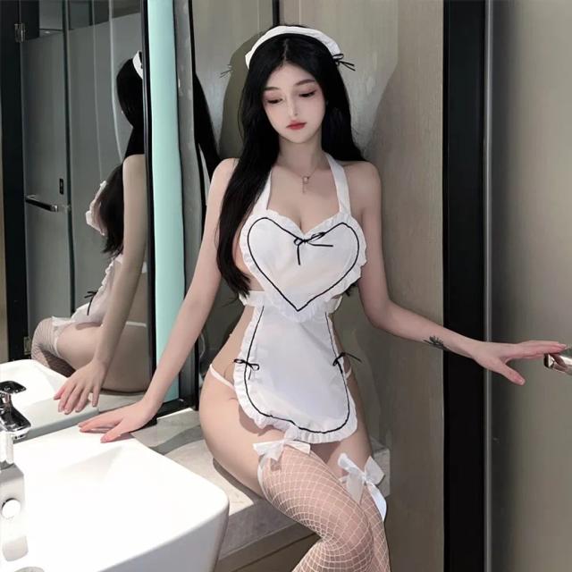 Bộ hoá trang nữ giúp việc kèm tạp dề cài tóc đáng yêu gợi cảm cosplay nàng hầu trắng viền đen quyến rũ N370