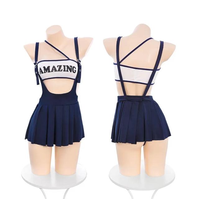 Cosplay nữ sinh đại học phong cách gợi cảm thanh lịch váy học sinh xếp ly kèm áo ống siêu xinh quyến rũ N866