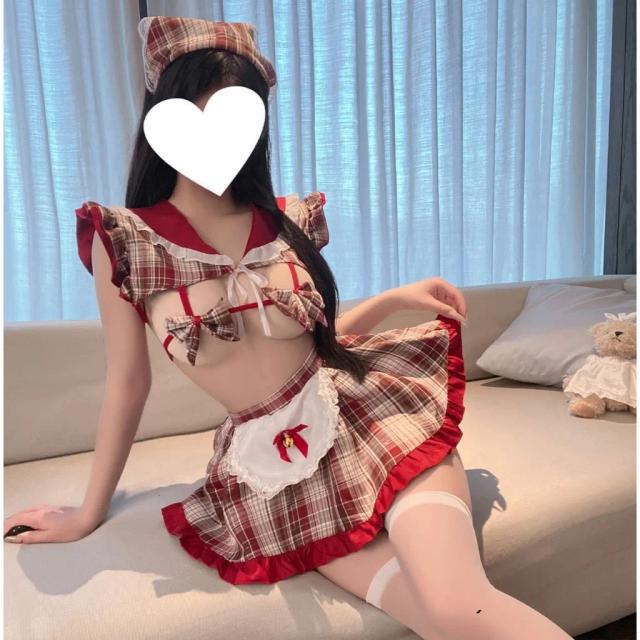 Đồ cosplay sexy hầu gái nơ chuông đáng yêu gợi cảm đồng phục học sinh sọc caro siêu dễ thương quyến rũ N869