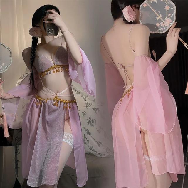 Cosplay cổ trang trung quốc phối kim tuyến gợi cảm cao cấp set ngủ hán phục hanfu cách tân quyến rũ N881