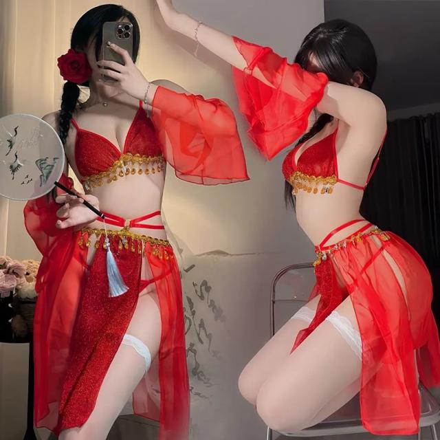 Cosplay cổ trang trung quốc phối kim tuyến gợi cảm cao cấp set ngủ hán phục hanfu cách tân quyến rũ N881