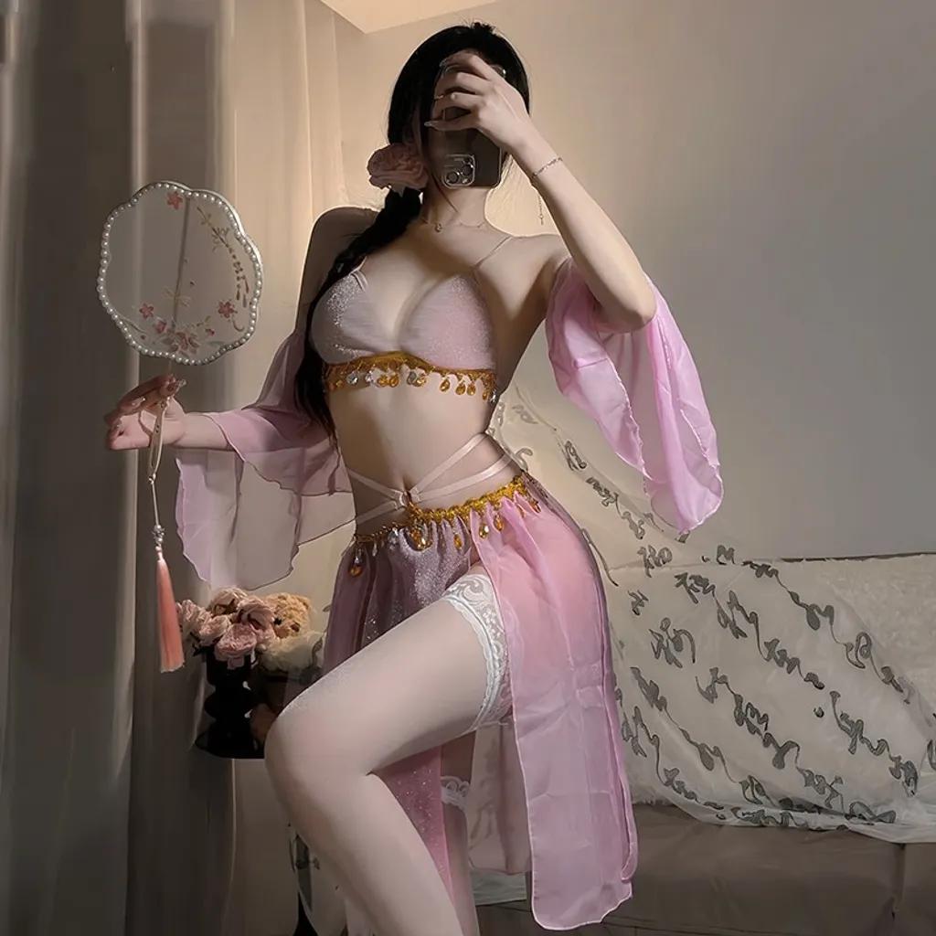 Cosplay cổ trang trung quốc phối kim tuyến gợi cảm cao cấp set ngủ hán phục hanfu cách tân quyến rũ N881