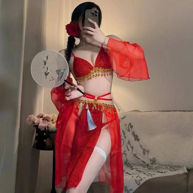 Cosplay cổ trang trung quốc phối kim tuyến gợi cảm cao cấp set ngủ hán phục hanfu cách tân quyến rũ N881