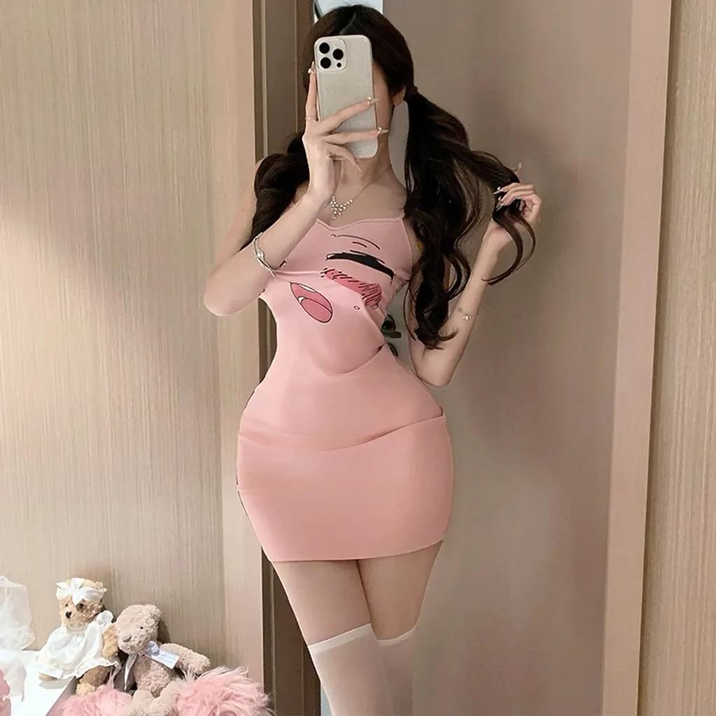 Váy ngủ body hoạ tiết hoạt hình anime đáng yêu gợi cảm đầm sexy 2 dây thun đũi dáng ôm cực xinh quyến rũ N287