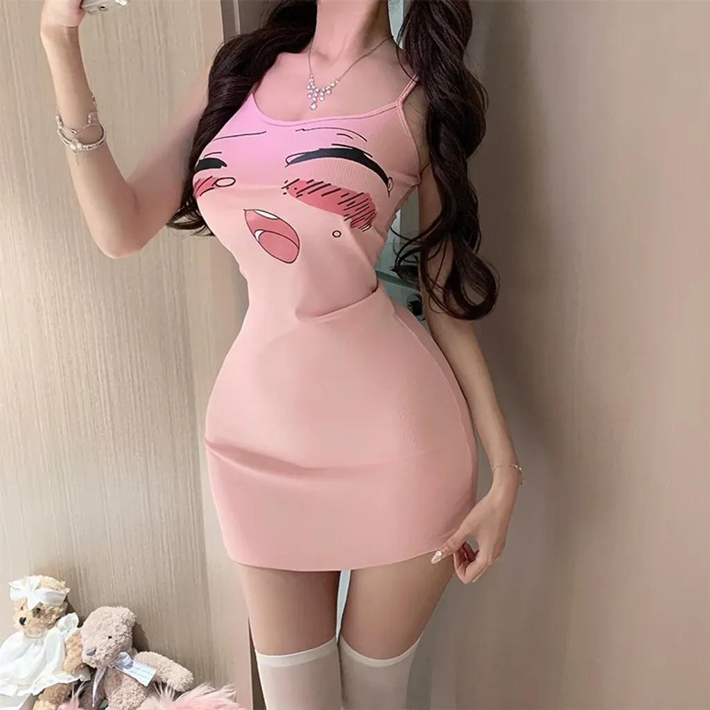 Váy ngủ body hoạ tiết hoạt hình anime đáng yêu gợi cảm đầm sexy 2 dây thun đũi dáng ôm cực xinh quyến rũ N287